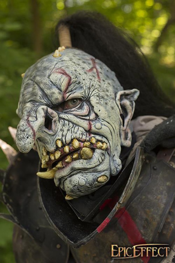 Gray Troll Mask with hair, Latex