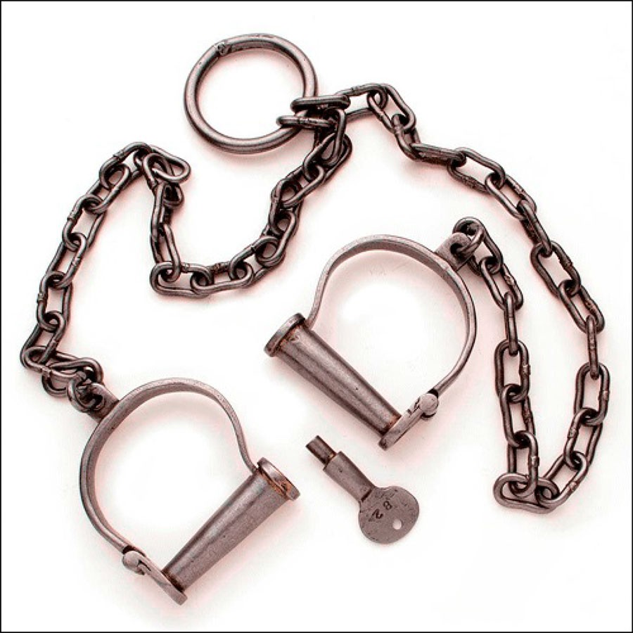 Medieval leg shackles, iron