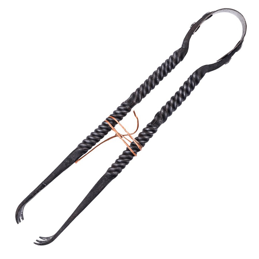 Hand-forged medieval iron pincers