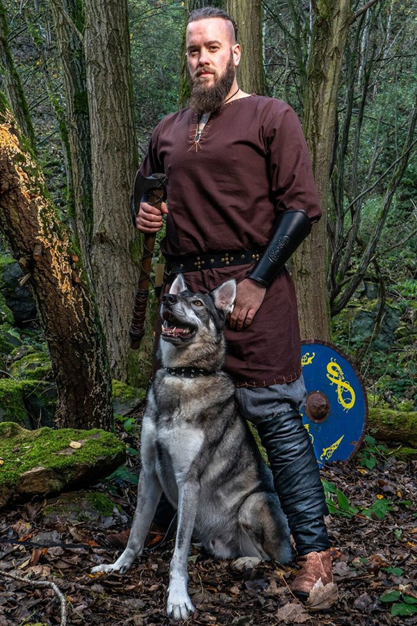 Viking tunic with Erwin embroidery, dark brown