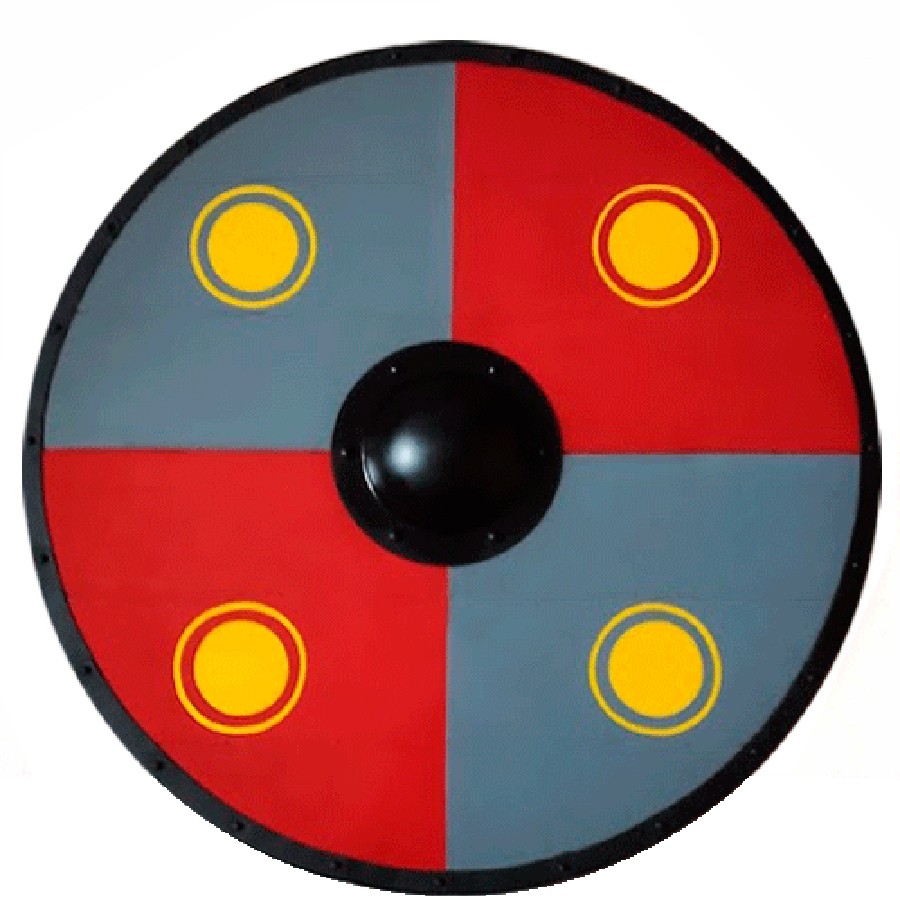 Viking combat shield, red-blue