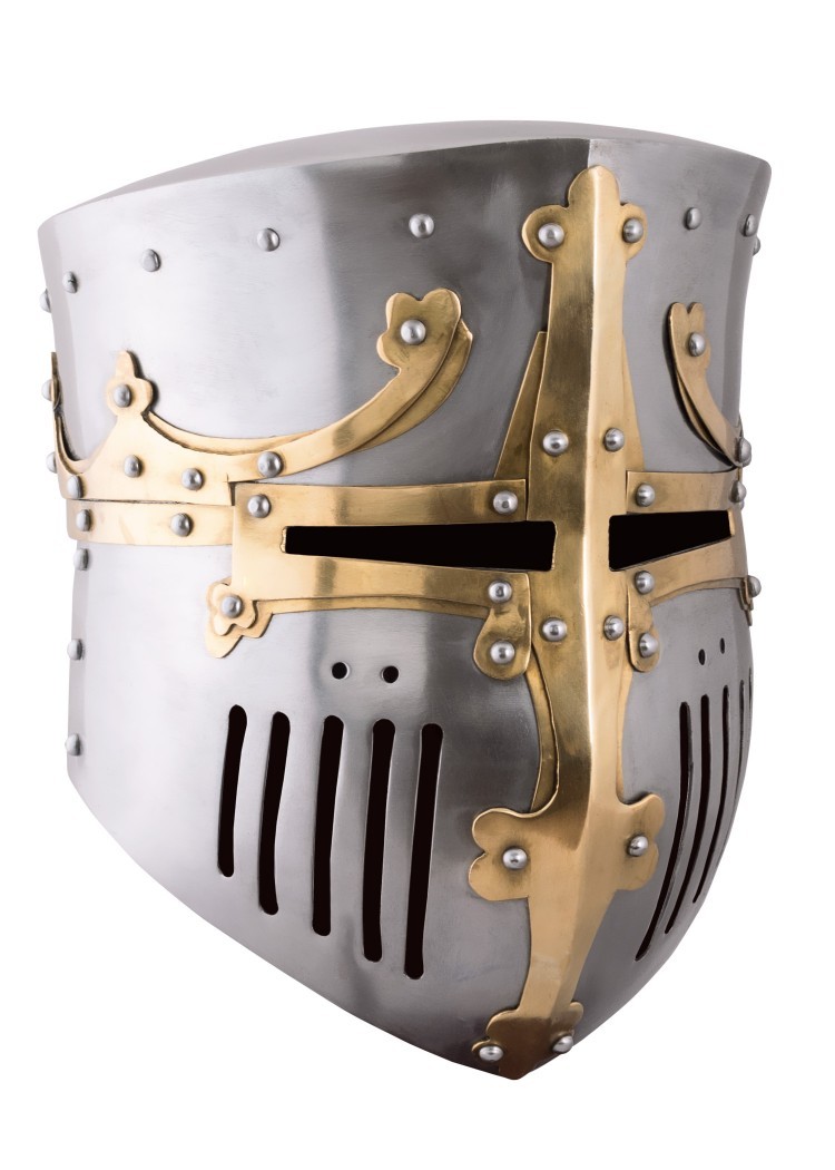 Crusader helmet with brass fittings, 12th-13th centuries