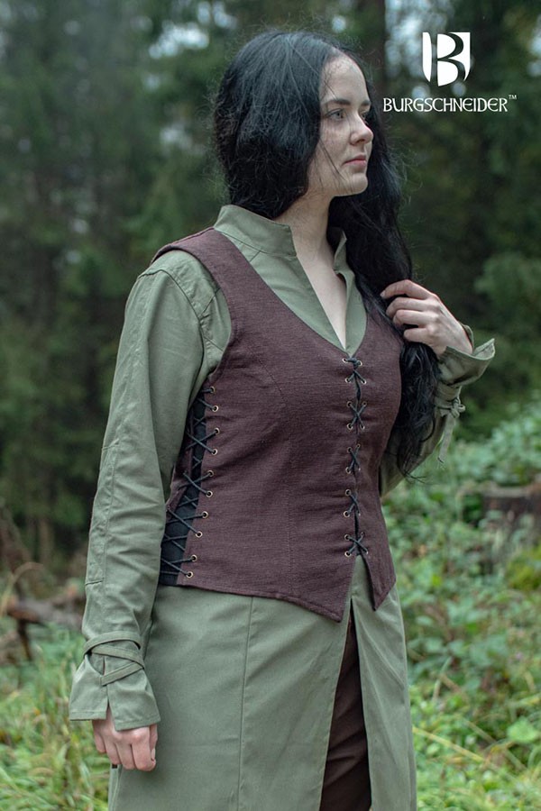 Marian medieval peasant vest, brown color