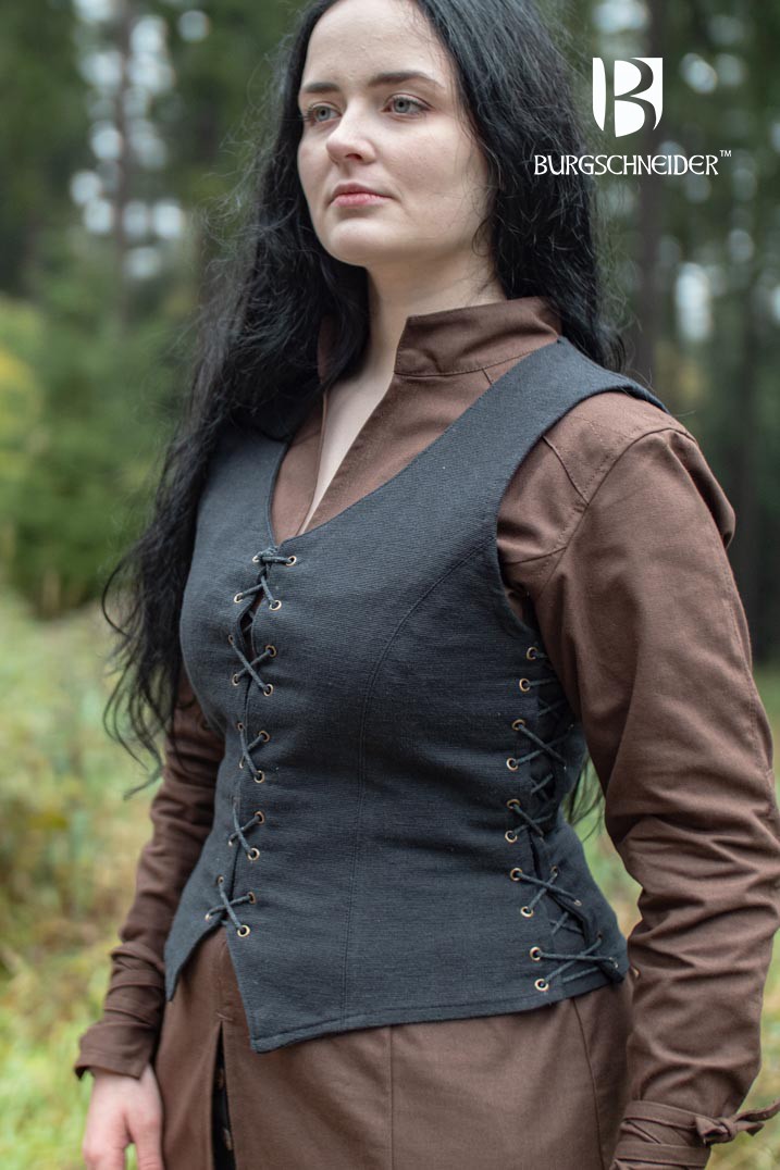 Marian medieval peasant vest, black color