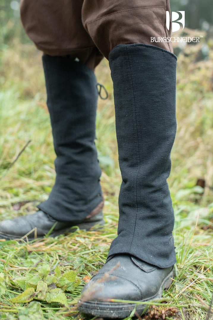 Medieval greaves in Nares cotton, black color