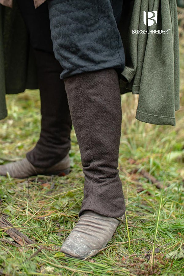 Medieval greaves in Seran wool, brown color