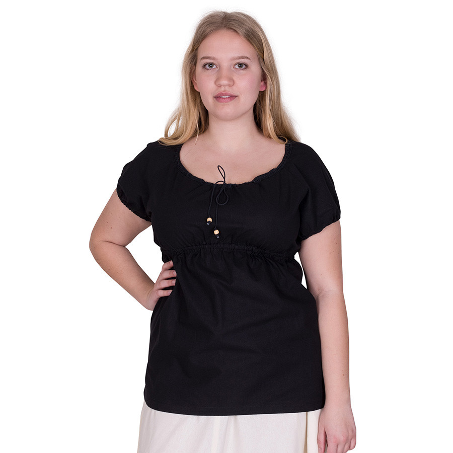 Aren medieval short-sleeved blouse, black color