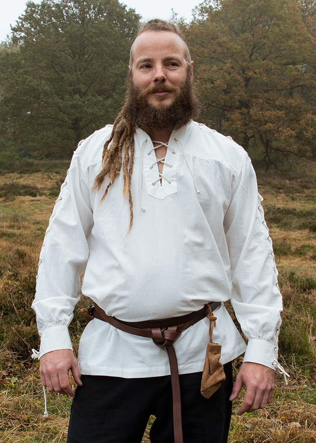 White medieval shirt with ties Corvin model