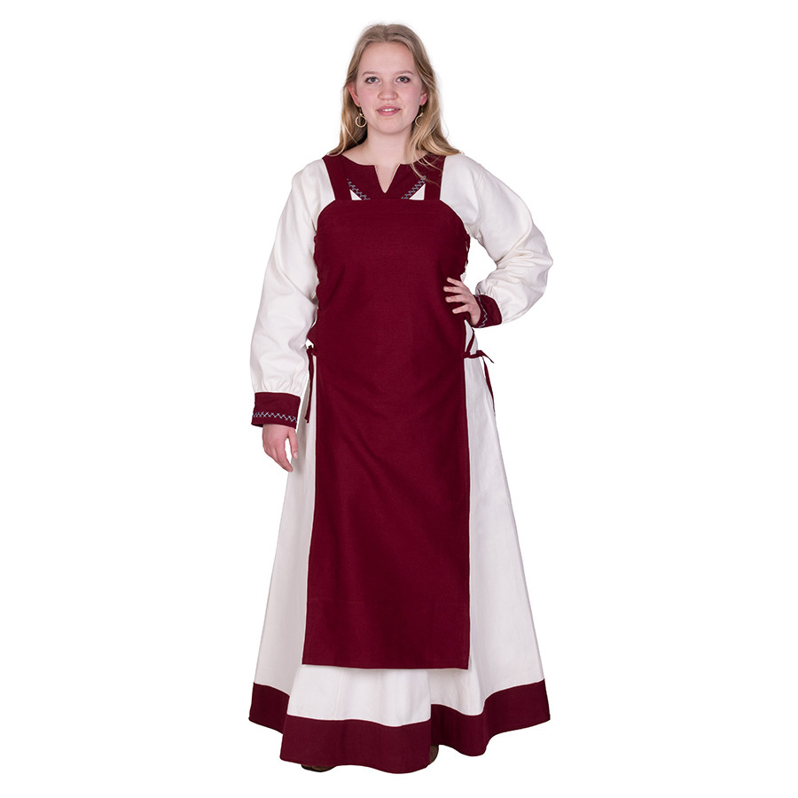Viking apron Tina in cotton, red wine color