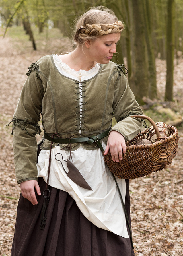 Griselda medieval jacket in suede, green color