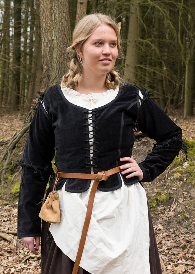 Griselda medieval jacket in Suede, black color
