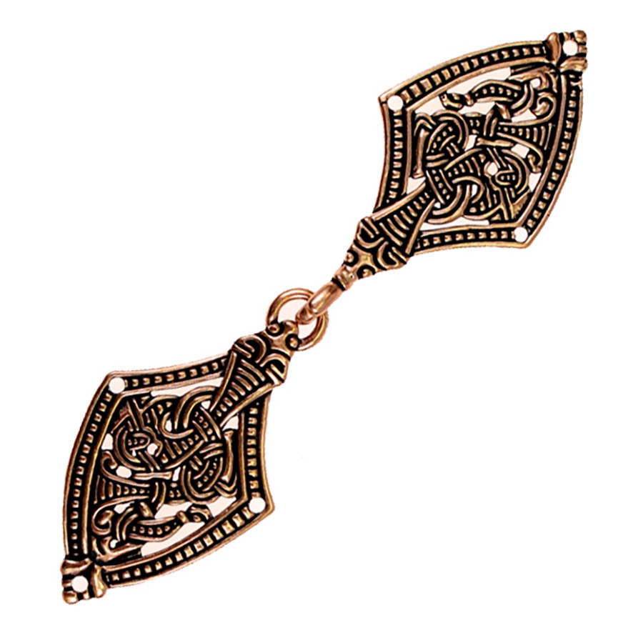 Viking cloak closure brooch Borre brass finish