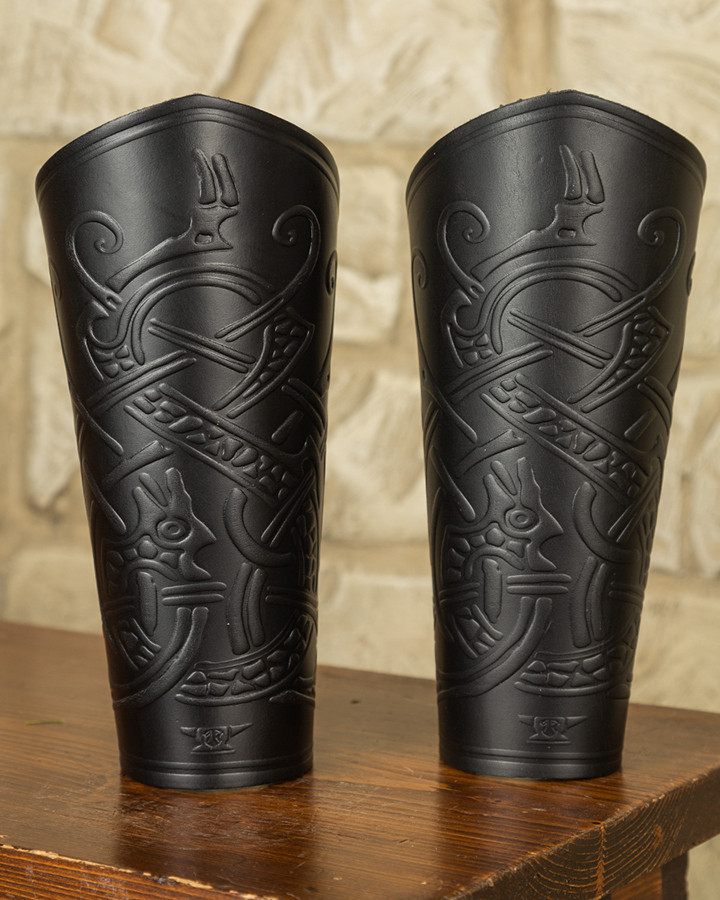 Viking Midgar Ragnarok bracers, black leather