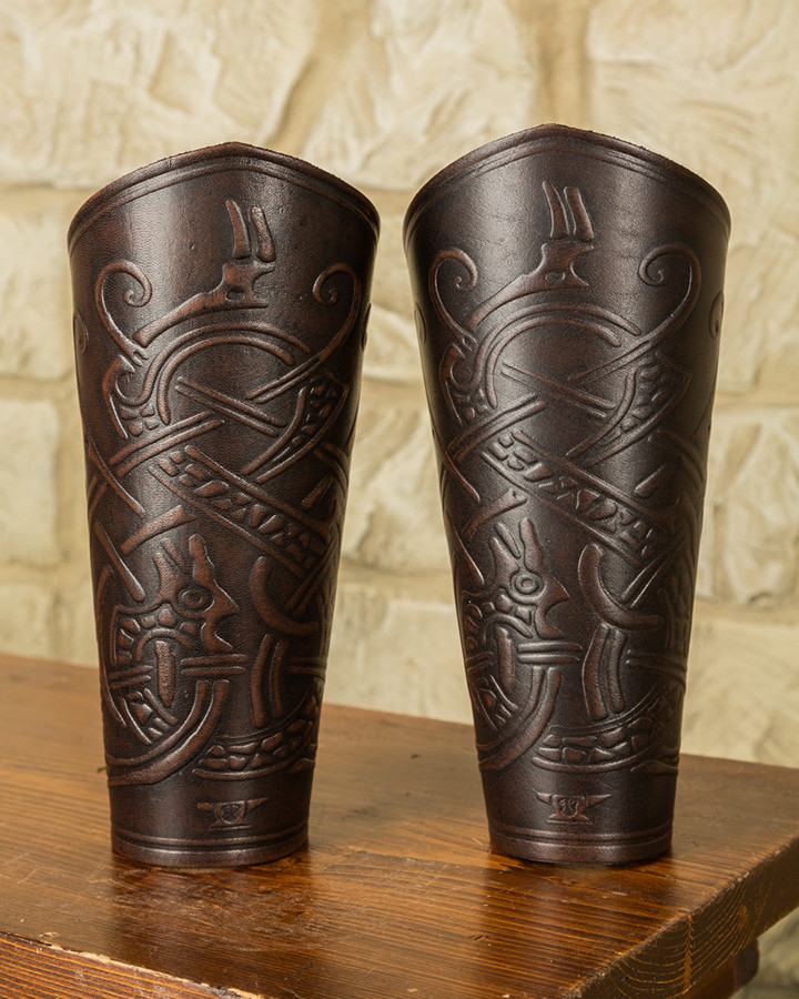 Viking Midgar Ragnarok bracers, brown leather