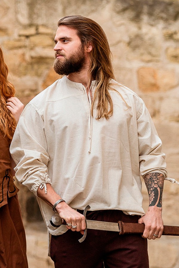Medieval shirt Batrholomeus model, natural white color