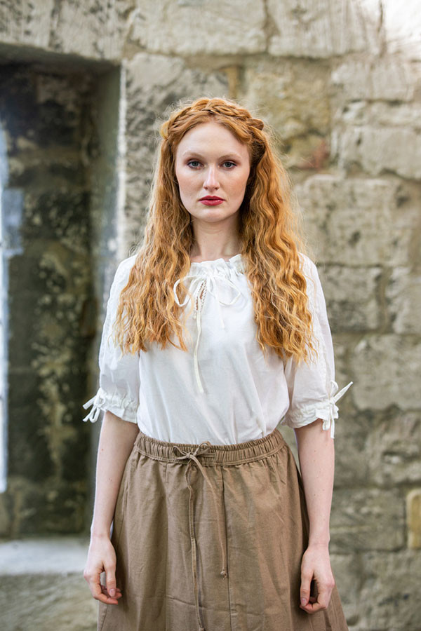White medieval blouse ties