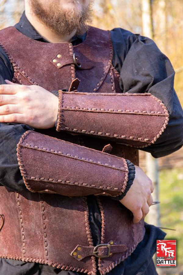 Veteran's medieval bracers, in brown leather
