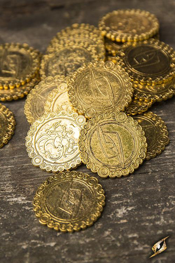 Set of 30 Dragon coins, gold color