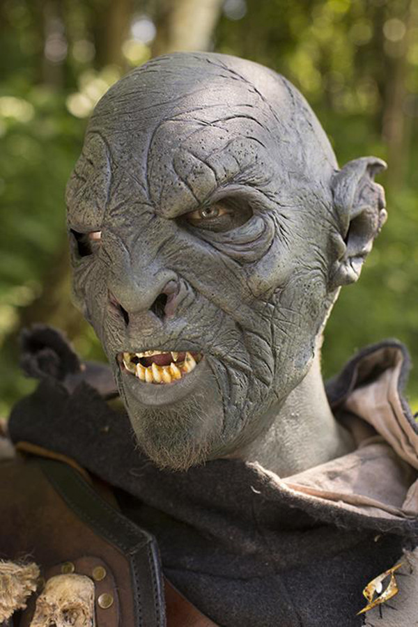 Bestial Orc fantasy mask, dark green finish