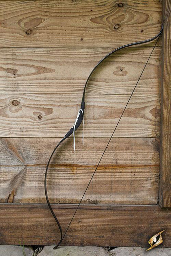 Deluxe black medieval bow for horse. Rope 115 cm.