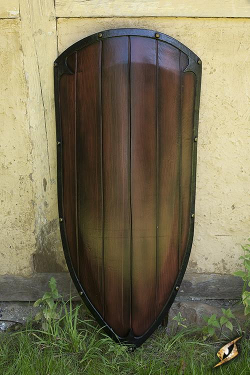 Medieval wooden lackey tower shield for LARP, 120x60 cm.