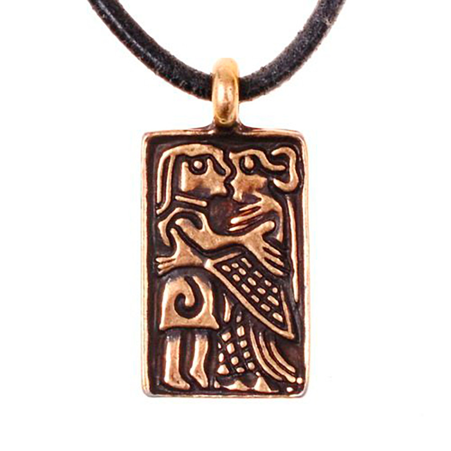 Guldgubbe couple kissing pendant, 6th century AD