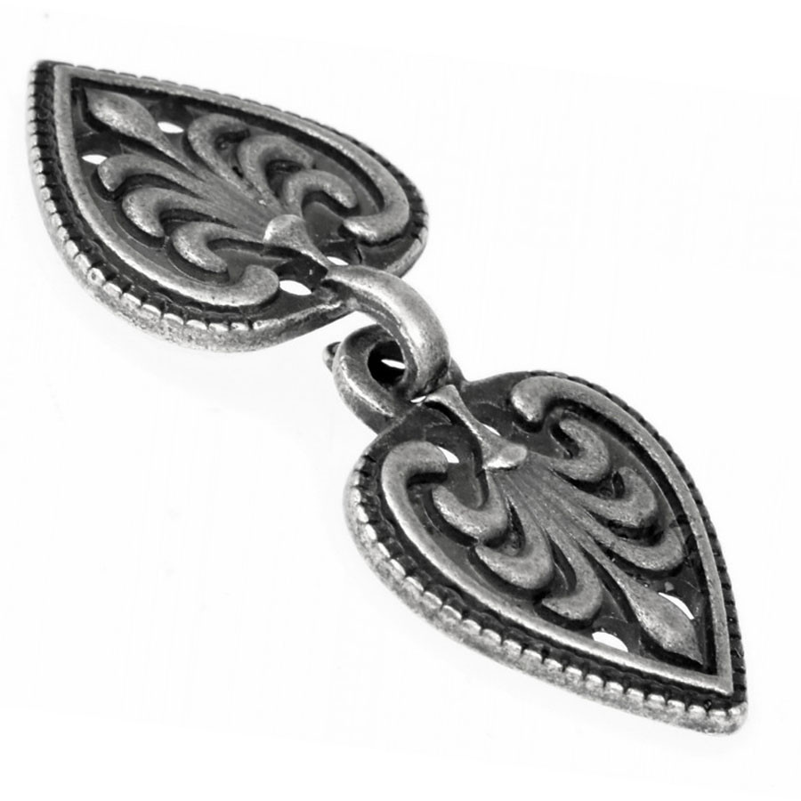 Closure heart-fleur de lis Medieval and Renaissance dress or cape