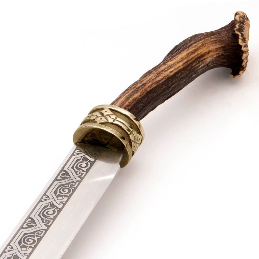 Long Viking Seax knife with engravings
