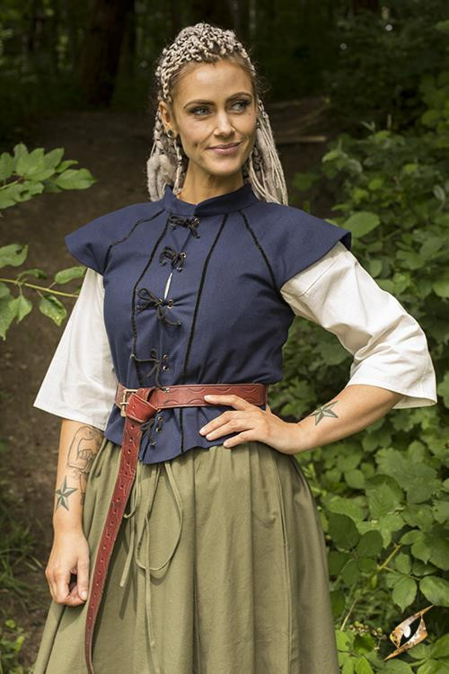 Medieval vest woman Tristan in blue
