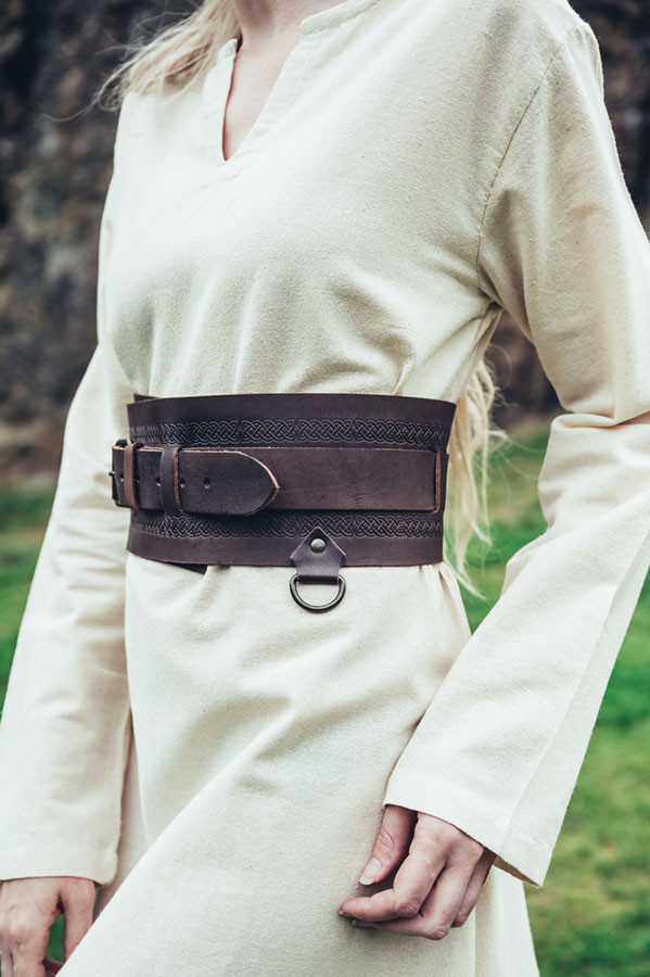 Viking leather belt Ingrid, dark brown