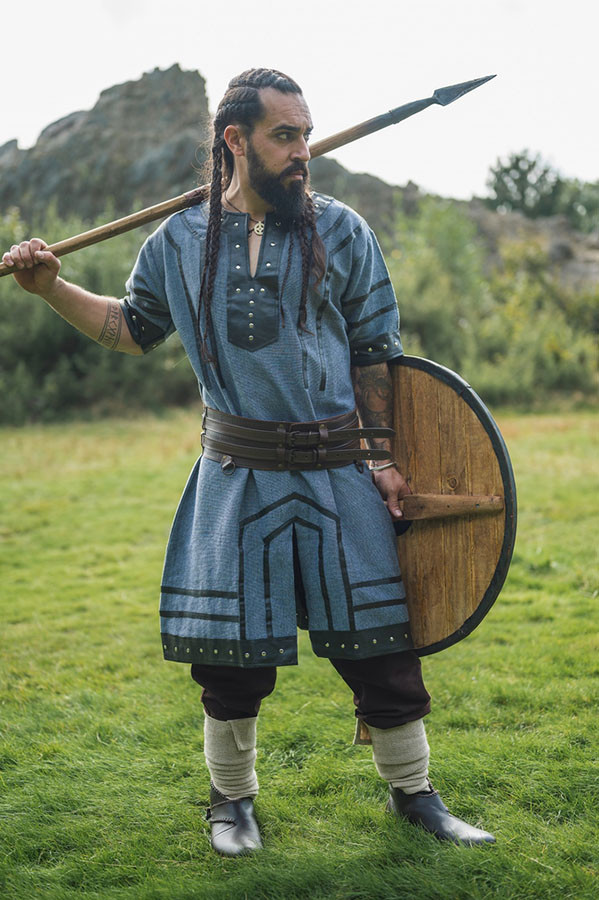 Rollo short-sleeved Viking tunic, bluish gray