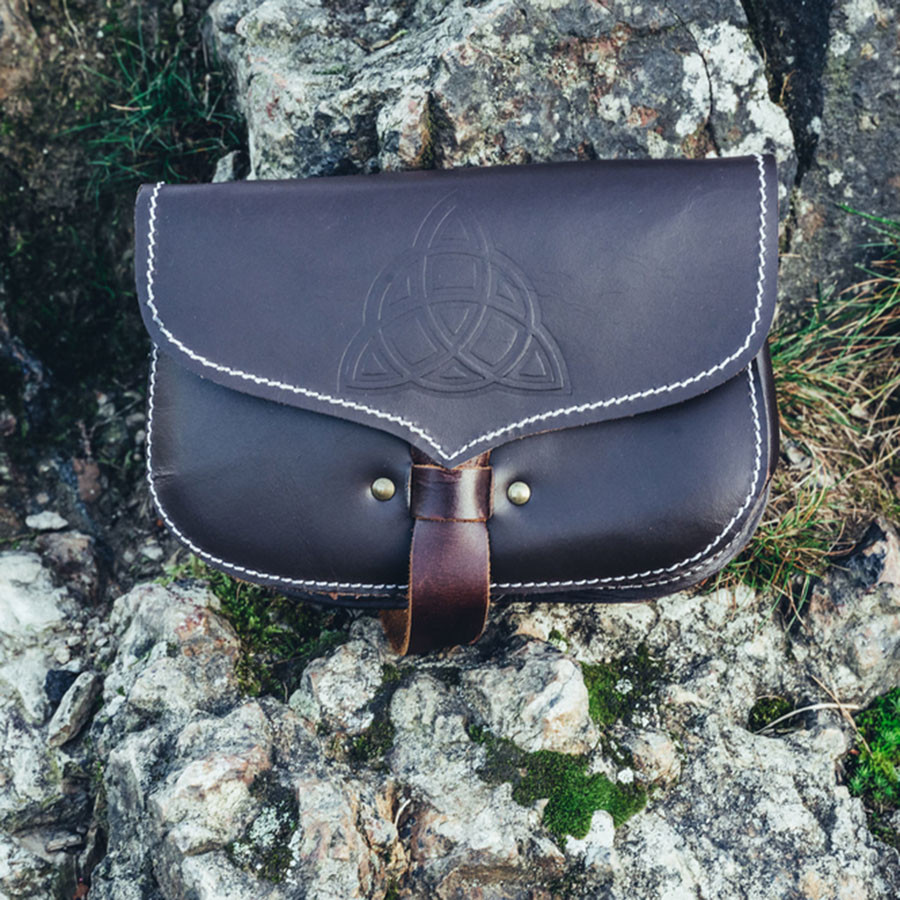 Viking leather Hulda bag with Celtic Knot, brown