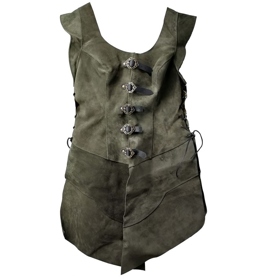 Julienne long leather justillo, green