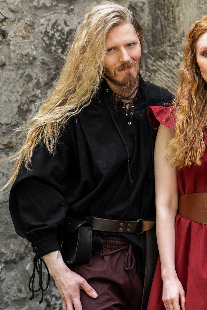 Medieval shirt Adrian with laces, white or black