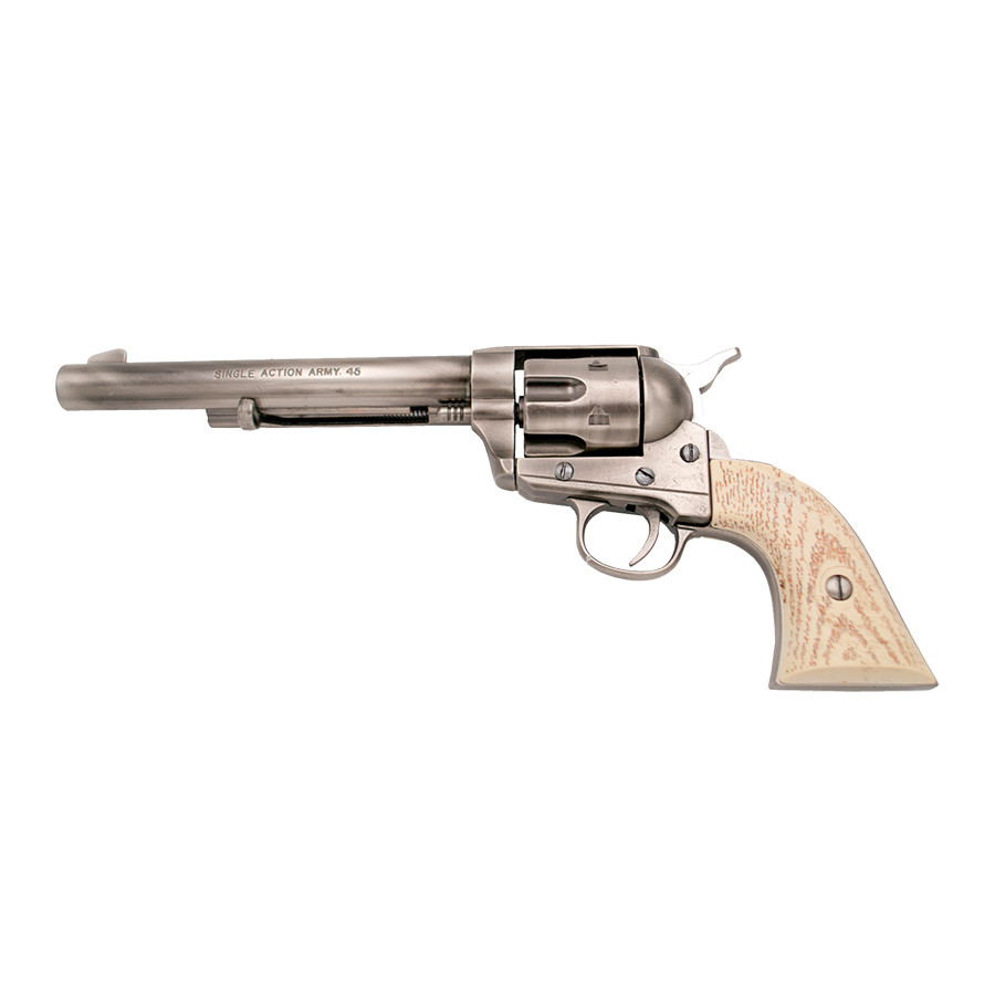 PeaceMaker Colt-45 Long Barrel Revolver, Polished Grey, Ivory Handle