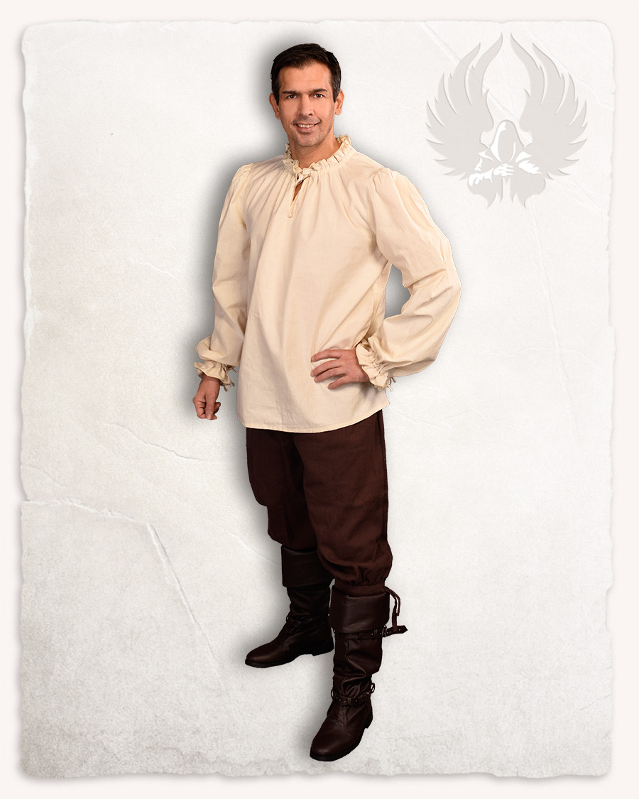 Bastian long-sleeved medieval shirt in cream