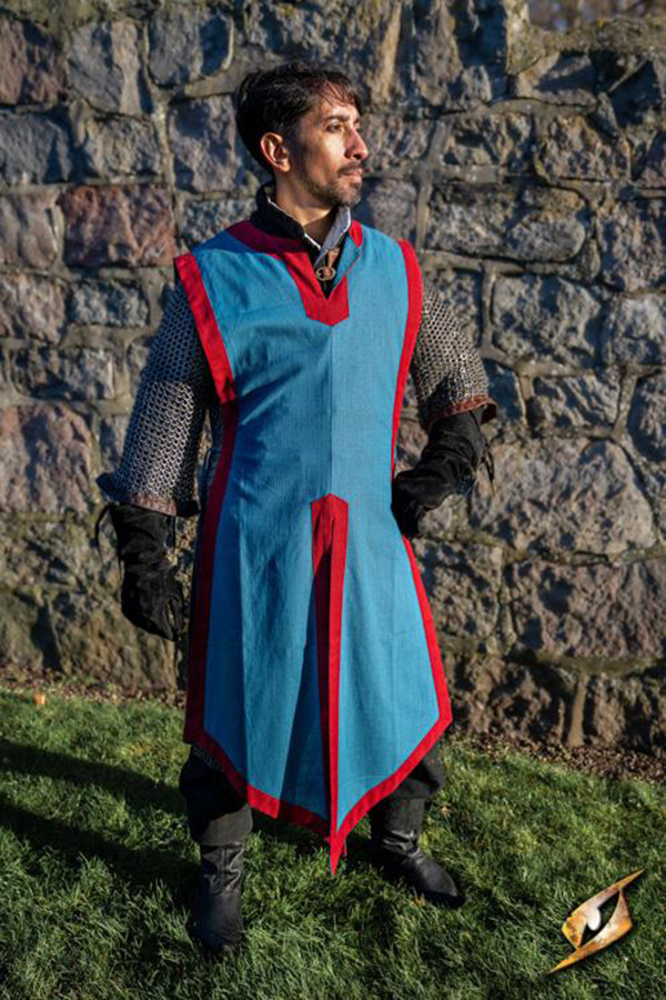 Medieval tabard Clement two-tone, mystic blue - emperor red