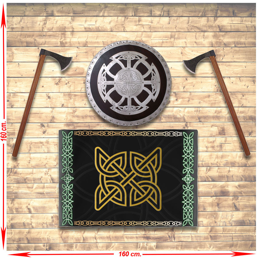 Viking Panoply with Shield, axes and banner