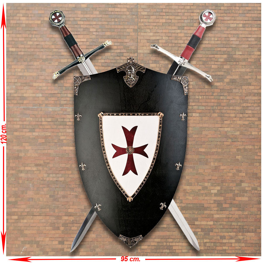 Panoply of the Grand Master of the Temple with shield and crossed swords