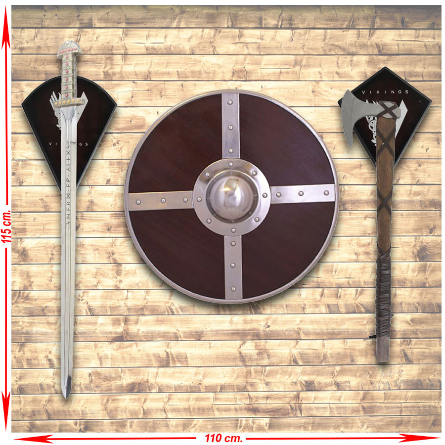 Viking Panoply Ragnar Lodbrok with sword, shield and ax