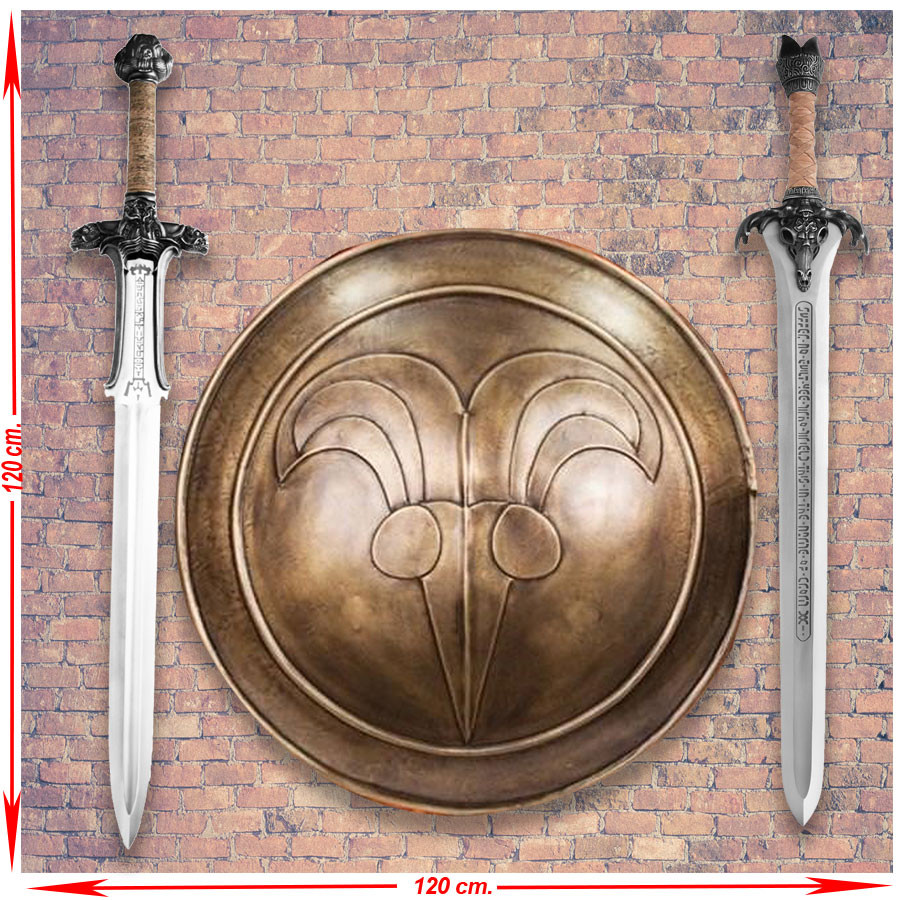 Panoply Conan the Barbarian with swords and Cimmerian shield