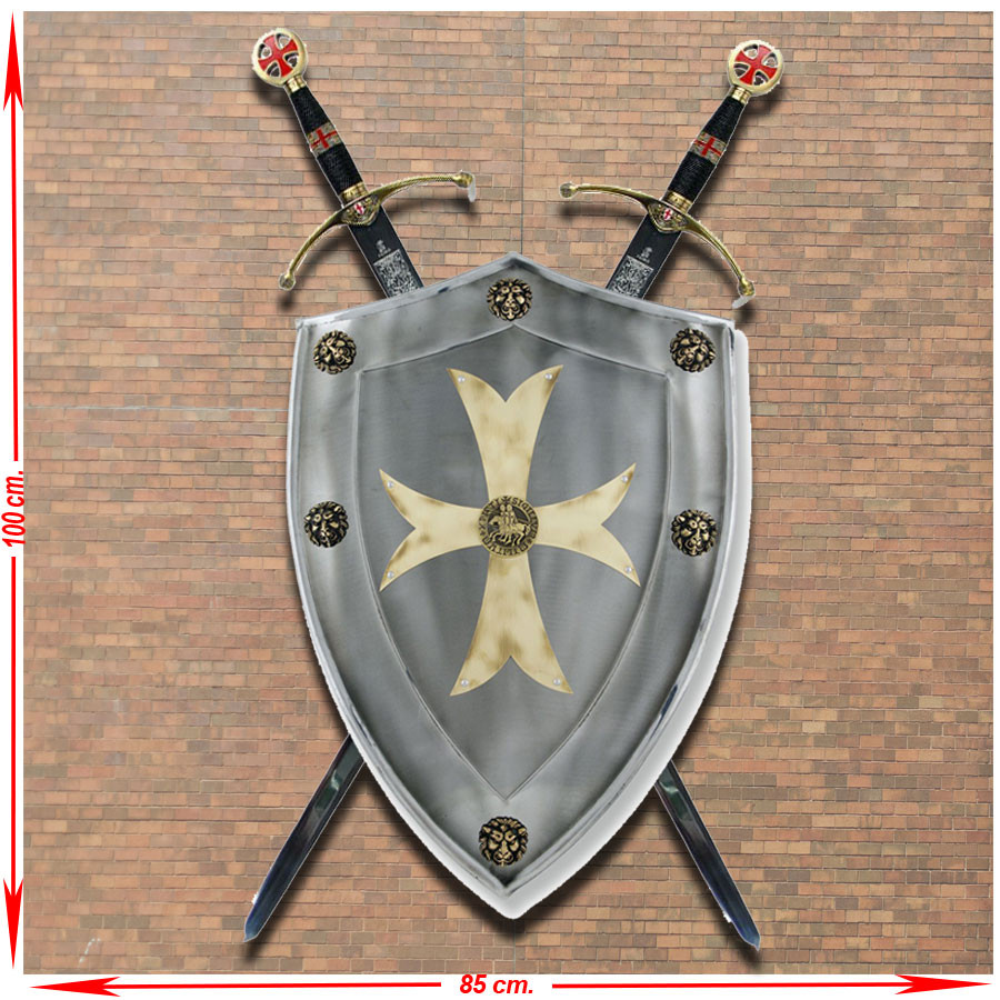 Rustic panoply of the Crusader Knights with shield and swords