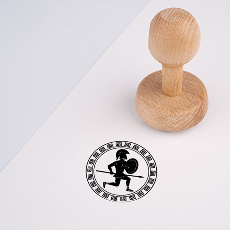 Ancient Greece Ink Stamp and Stamp with Warrior, Various Colors