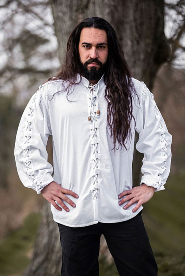 Medieval shirt with ties Gustavo model, white color
