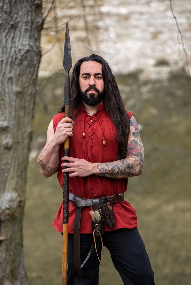 Sleeveless red medieval shirt, Louis model