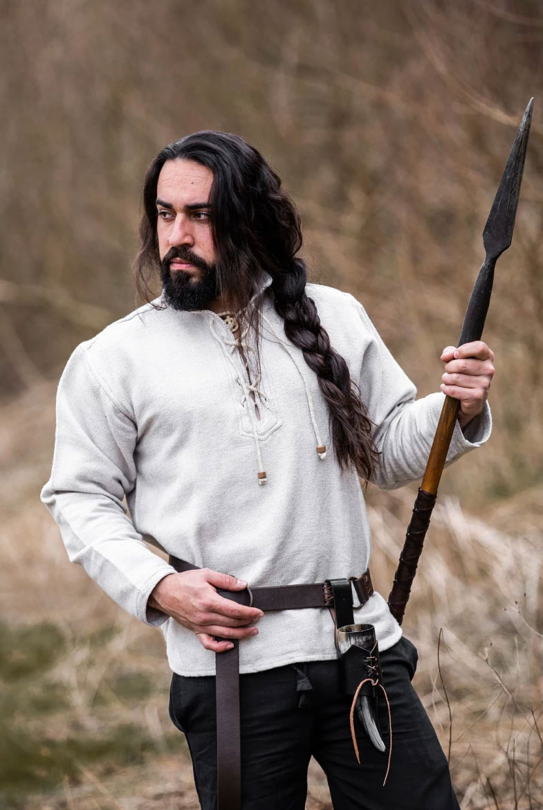 Thick medieval shirt with laces, gray