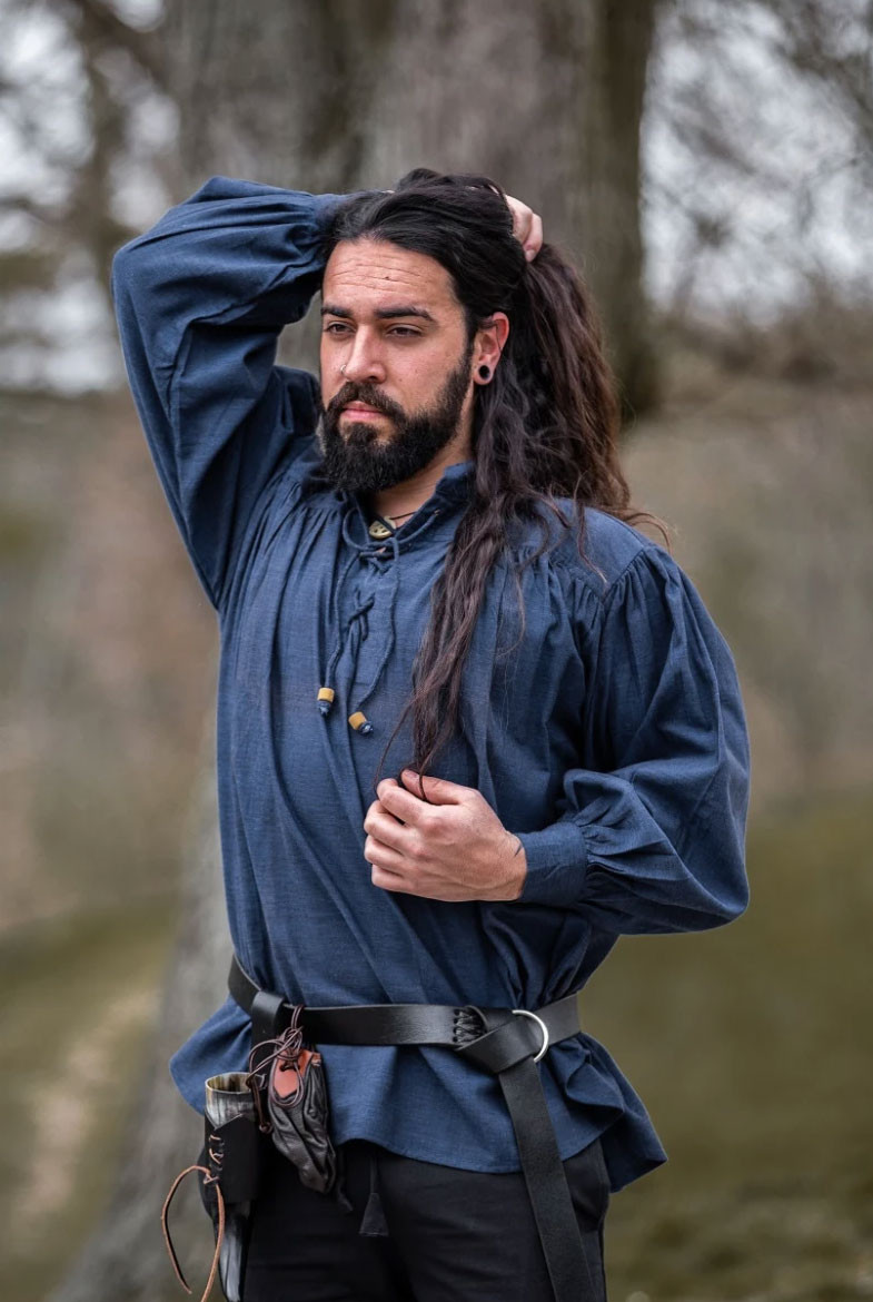 Medieval shirt Leopold model, blue color