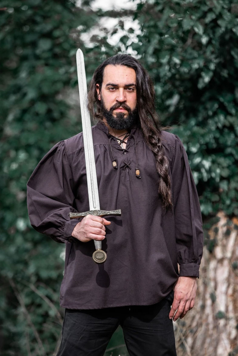 Dark brown Friedrich medieval shirt with ties