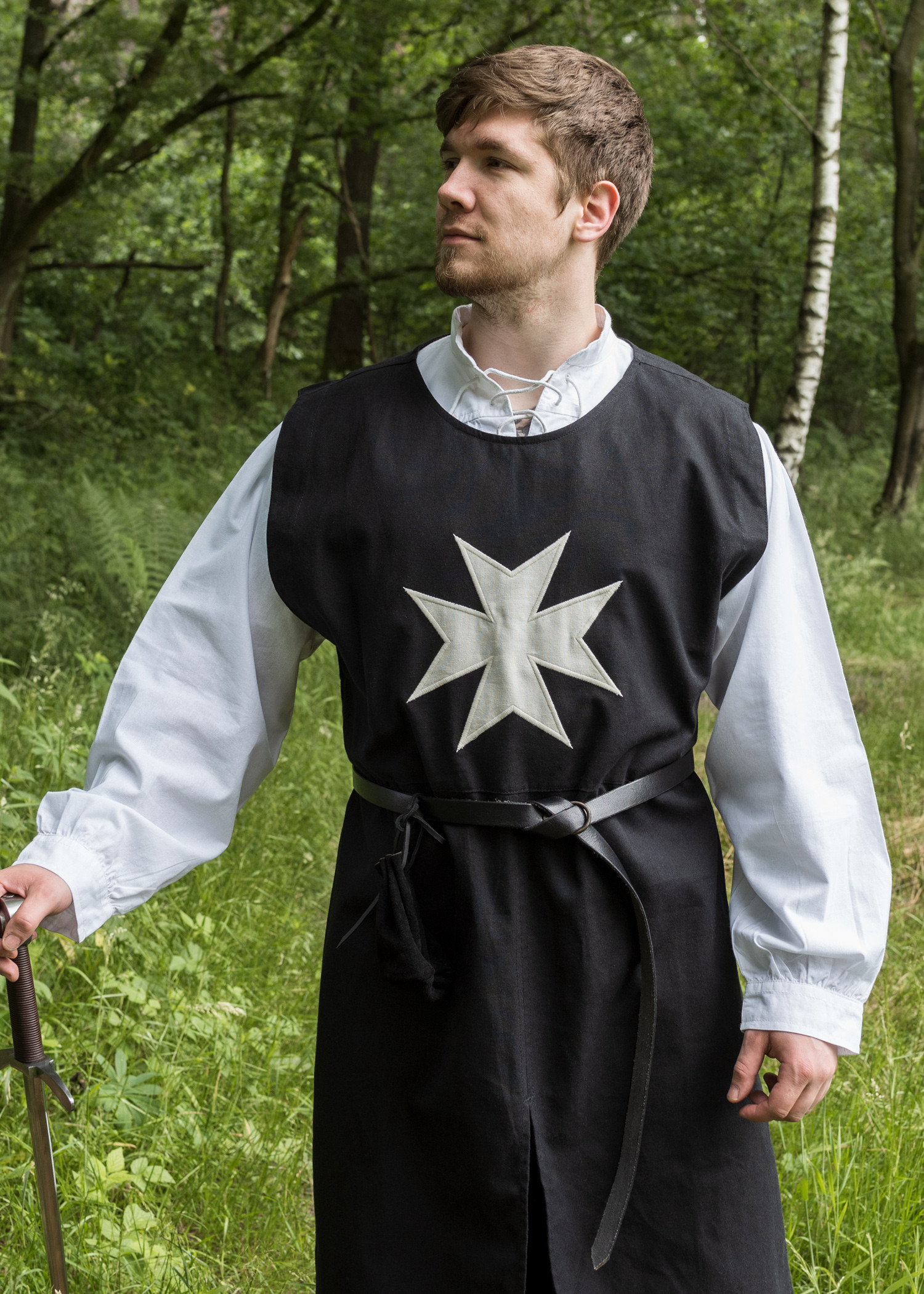 Medieval tabard of the Hospitaller knights, black and white