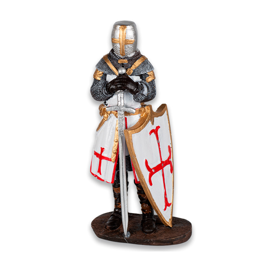 Knight Templar figure with sword and shield, 16 cm.